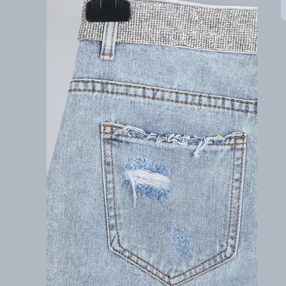 Rhinestone Studded Distressed Shorts - Picture 3 of 6
